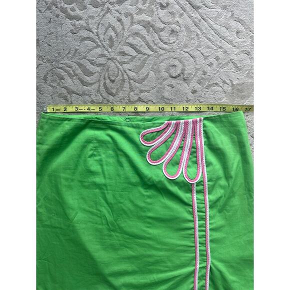 Vintage Lilly Pulitzer Skirt Women’s Size 10 Green Pink Trim Cotton Mini Preppy - Picture 5 of 7